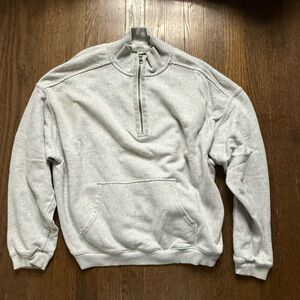 Aerie Light Gray Zip-Up Sweater